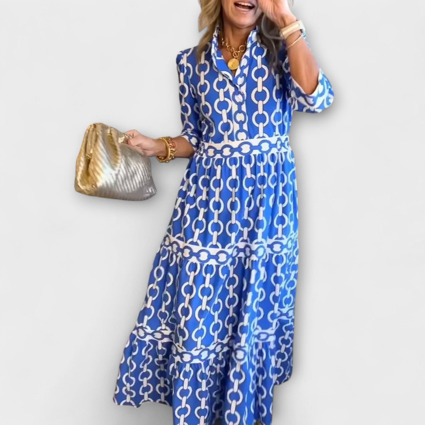 Women's chain pattern midi dress | Elegant summer cocktail dress 0