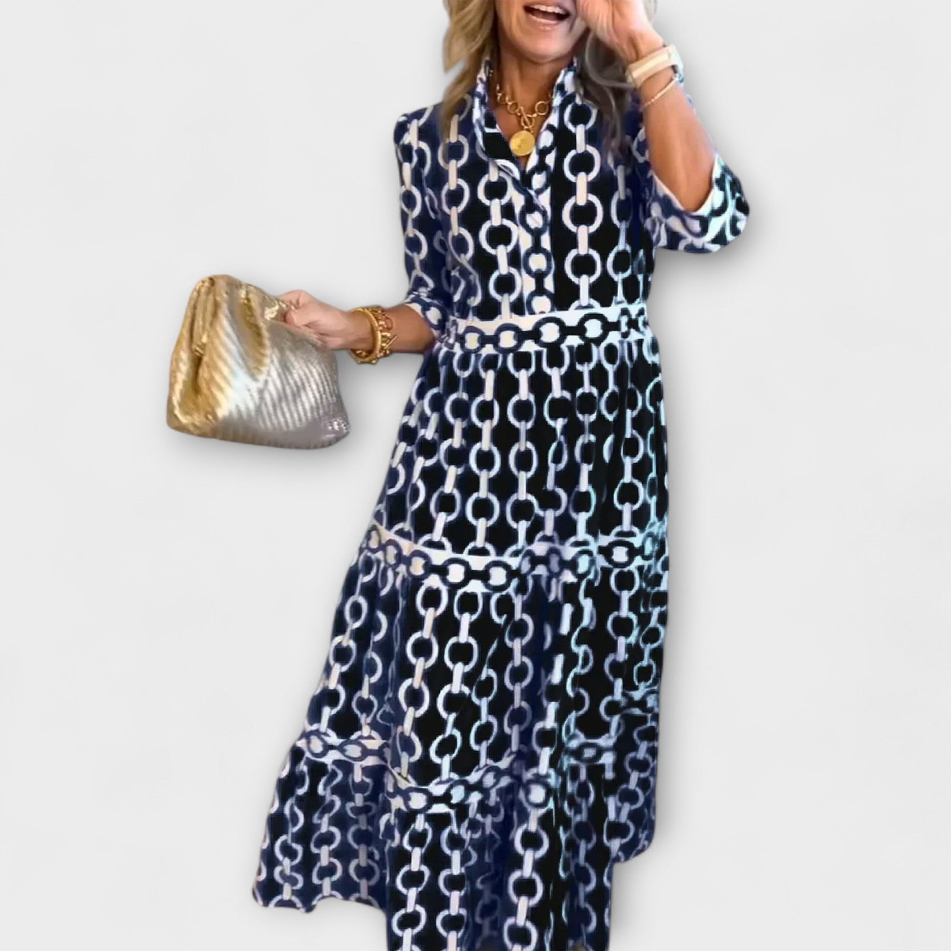 Women's chain pattern midi dress | Elegant summer cocktail dress 1