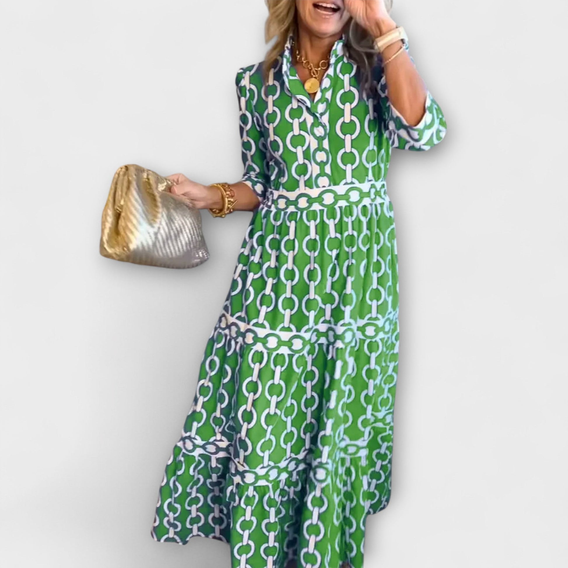 Women's chain pattern midi dress | Elegant summer cocktail dress 2