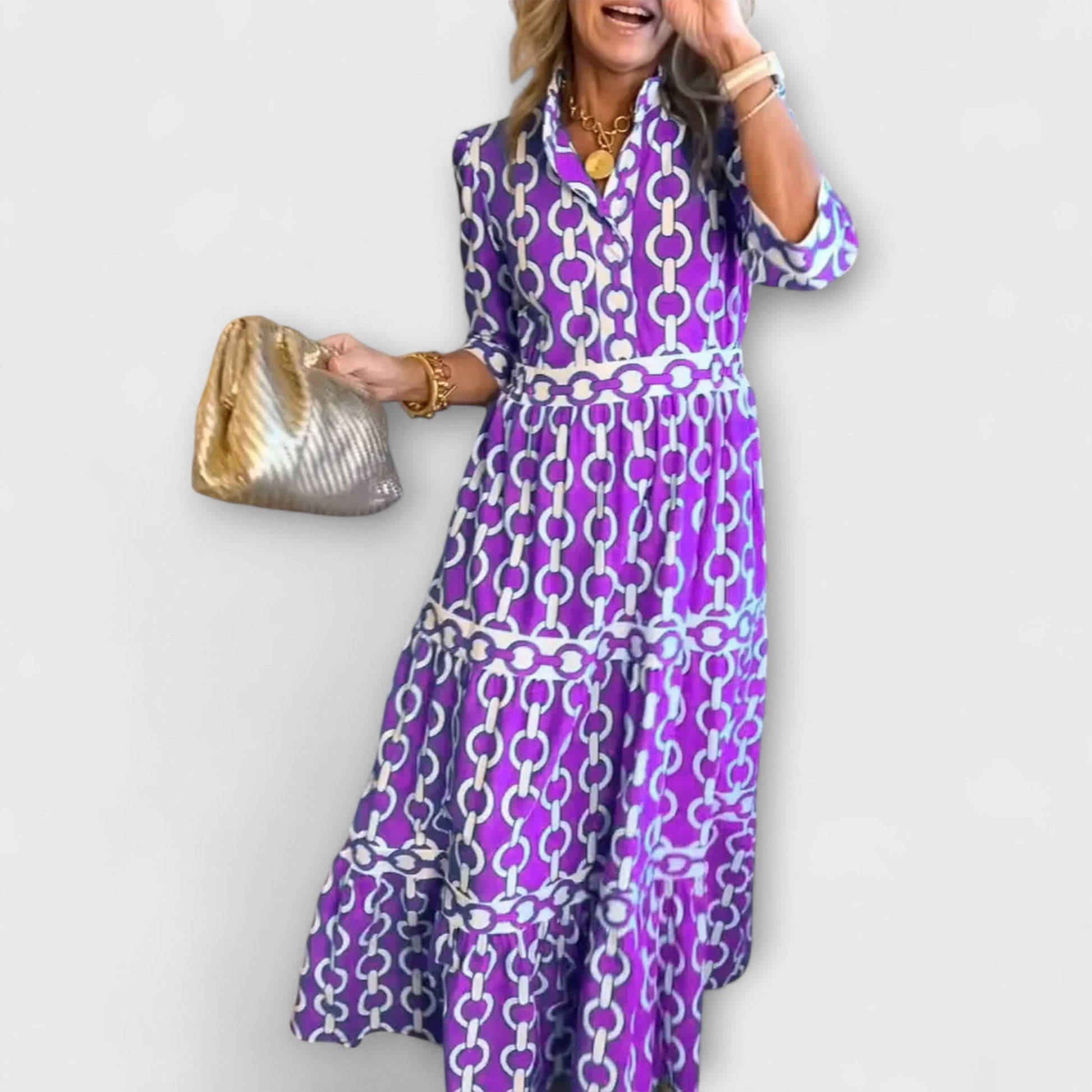 Women's chain pattern midi dress | Elegant summer cocktail dress 3