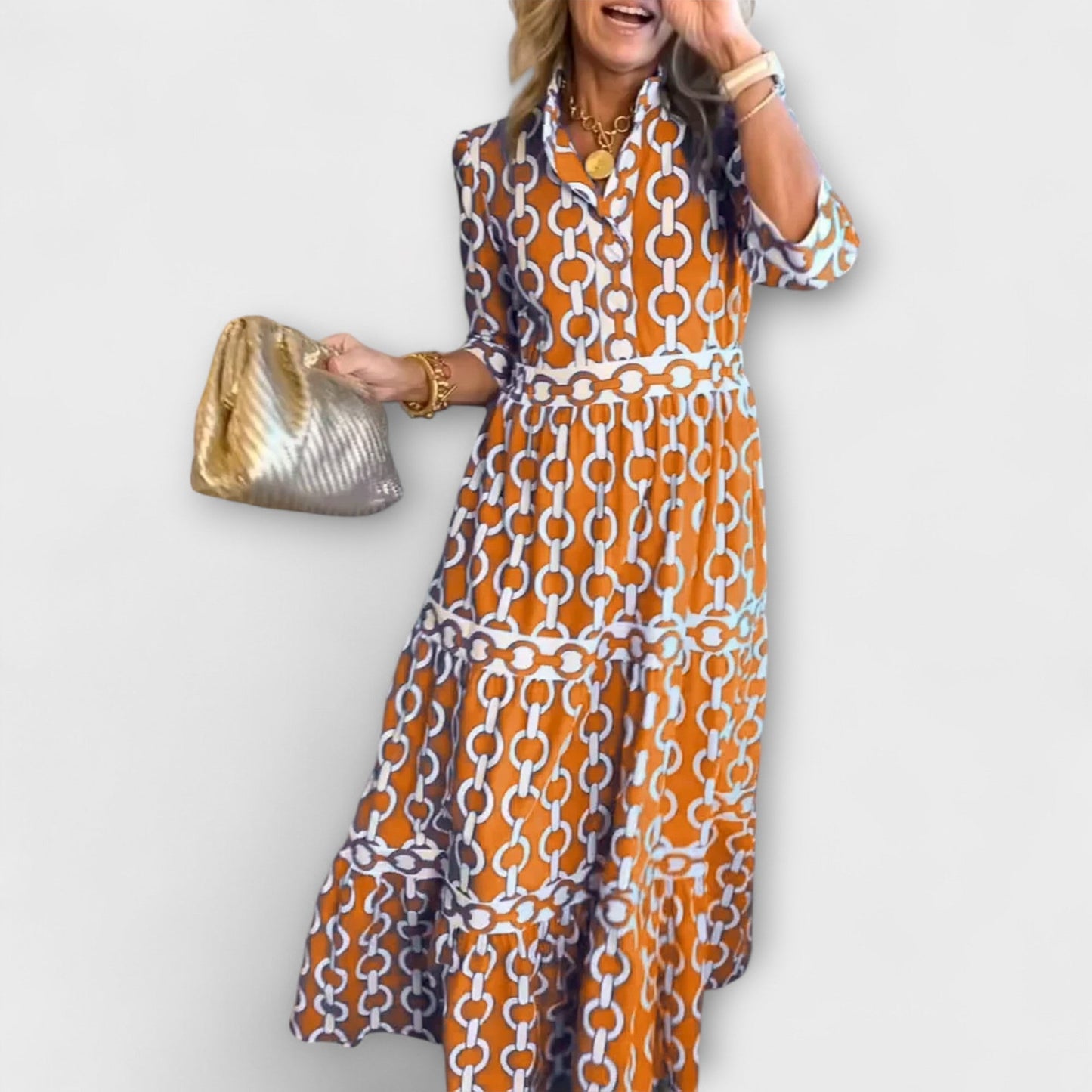 Women's chain pattern midi dress | Elegant summer cocktail dress 4