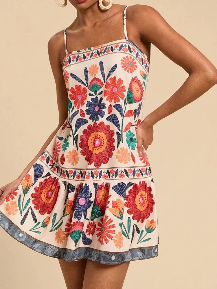 Poppy | Geblümtes ausgestelltes Minikleid