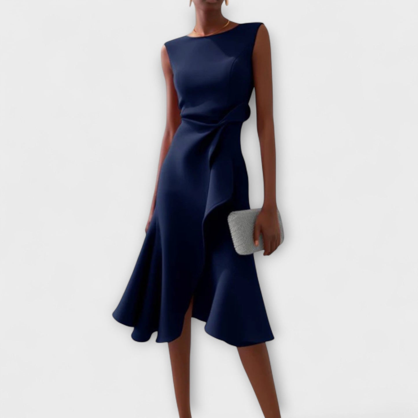 Women's elegant asymmetric midi dress | Chic sleeveless formal gown 2