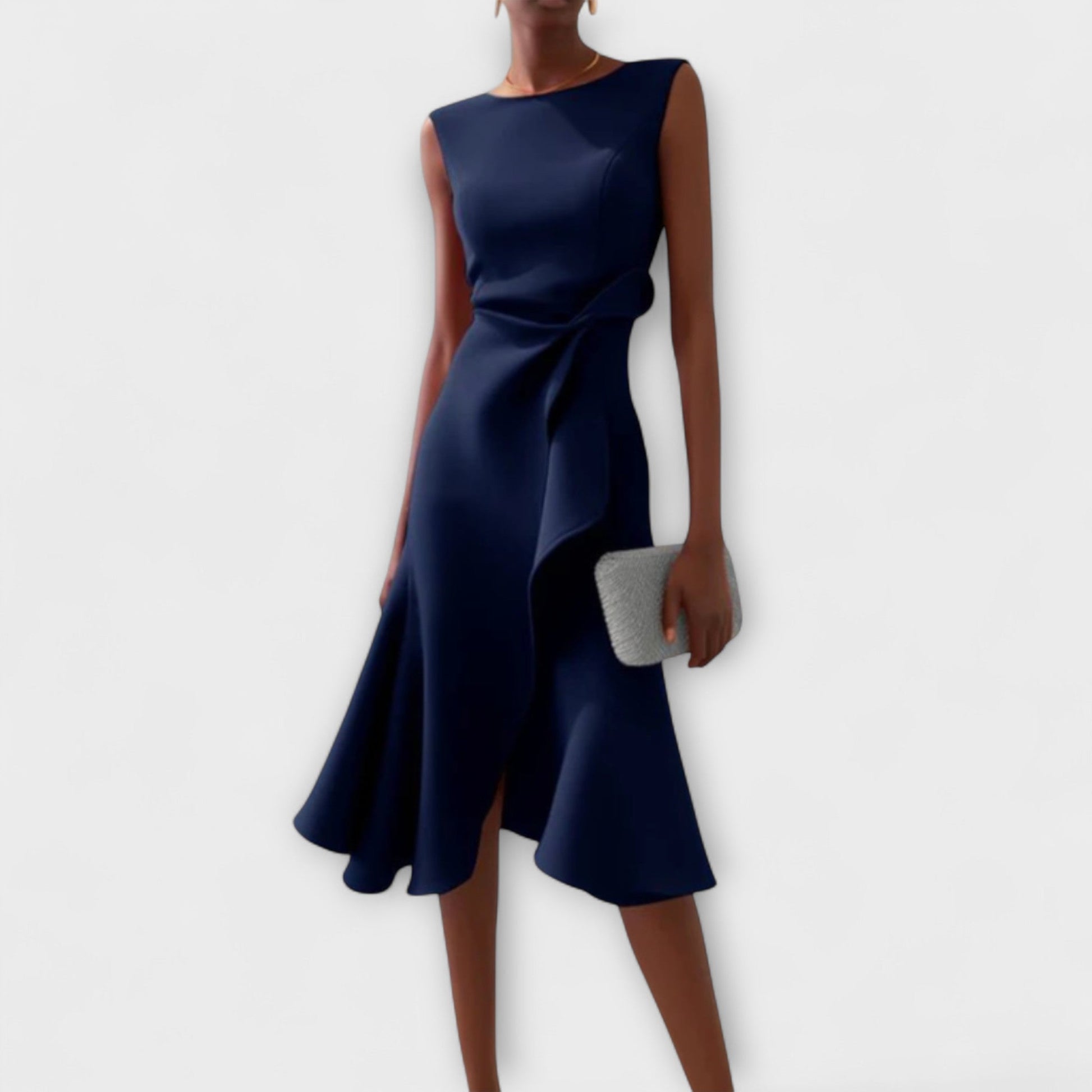 Women's elegant asymmetric midi dress | Chic sleeveless formal gown 2