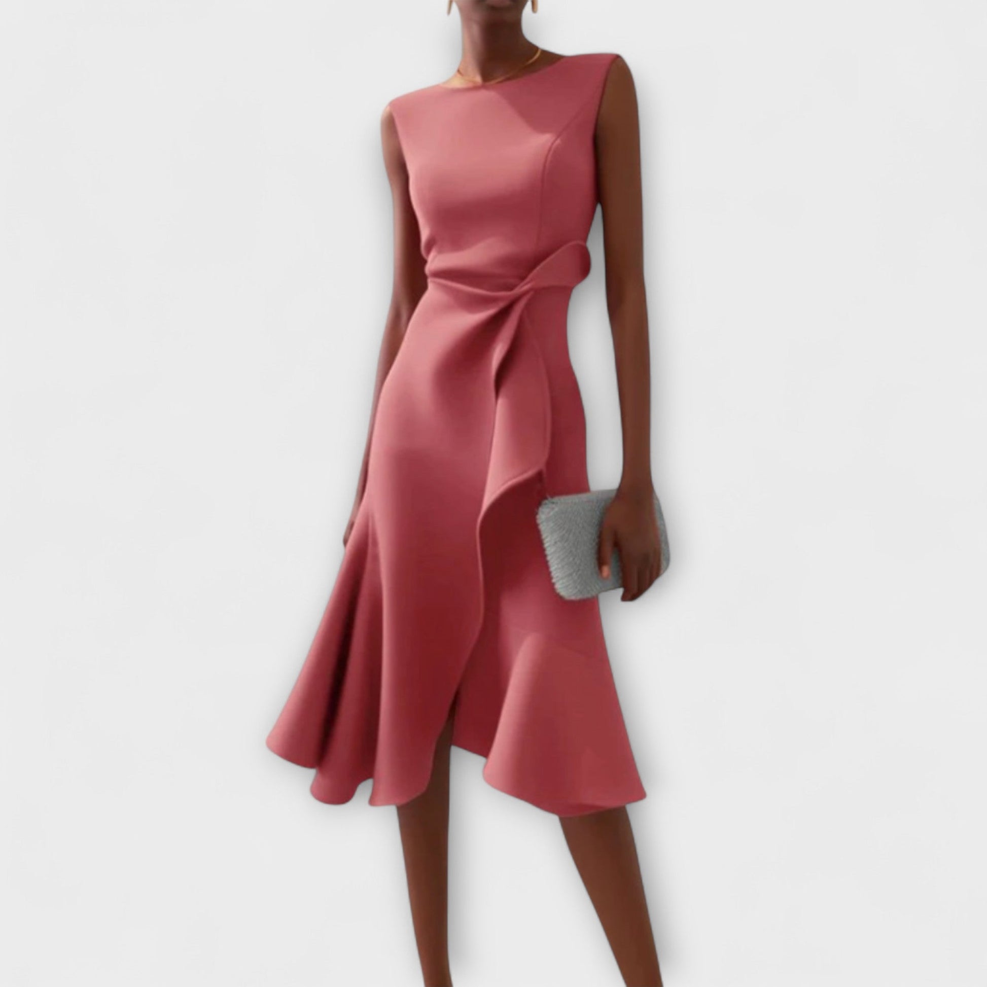 Women's elegant asymmetric midi dress | Chic sleeveless formal gown 3