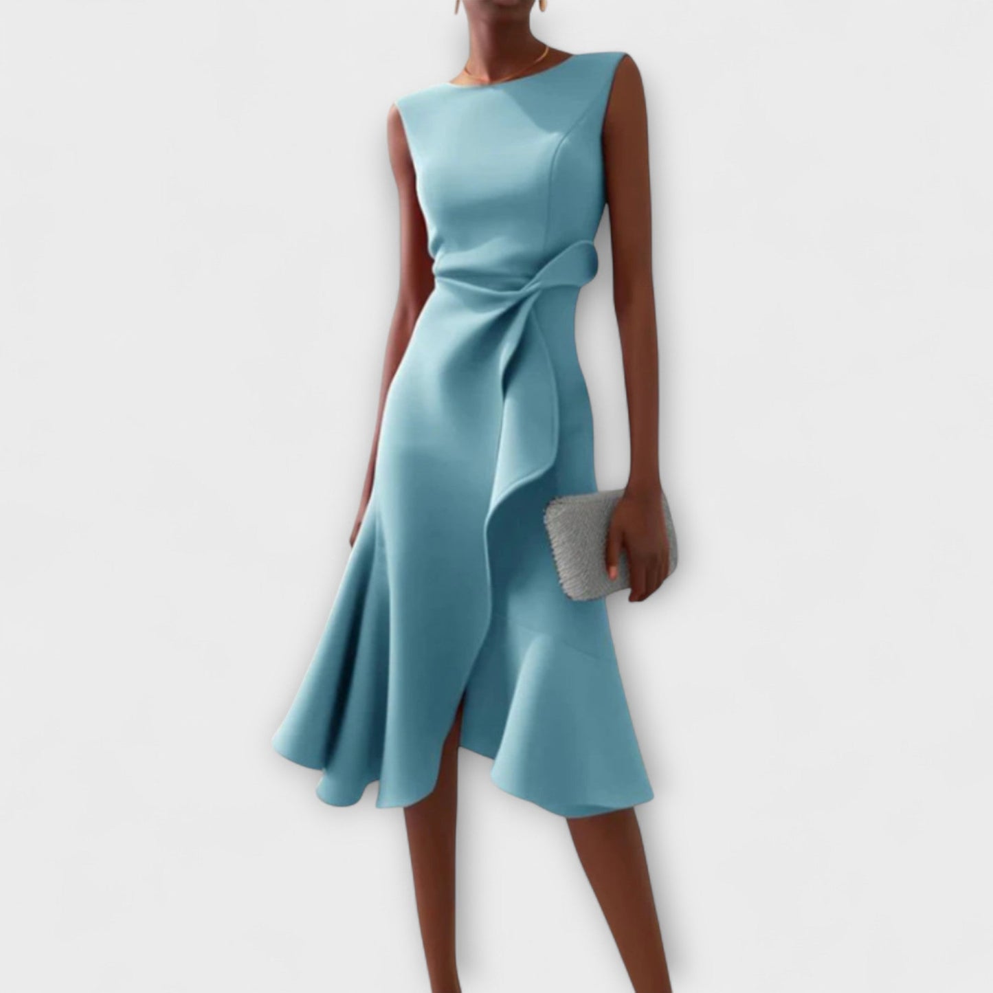 Women's elegant asymmetric midi dress | Chic sleeveless formal gown 4
