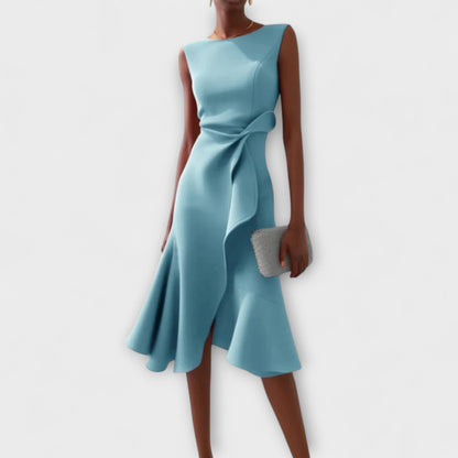 Women's elegant asymmetric midi dress | Chic sleeveless formal gown 4
