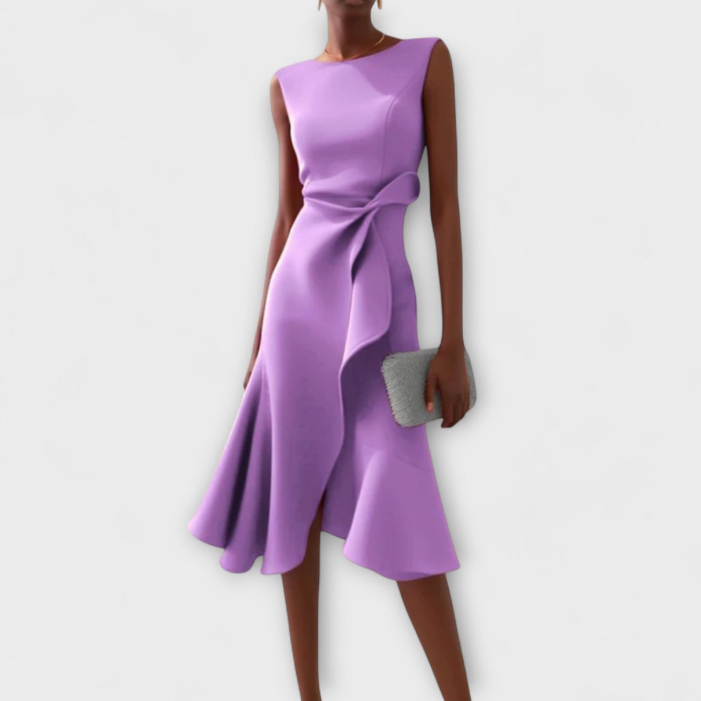 Women's elegant asymmetric midi dress | Chic sleeveless formal gown 5