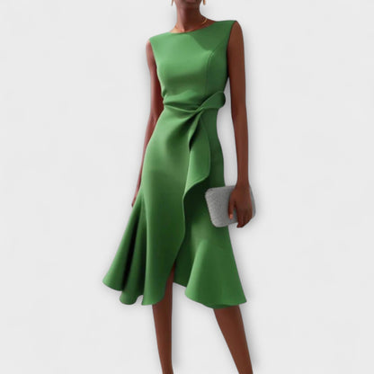 Women's elegant asymmetric midi dress | Chic sleeveless formal gown 6