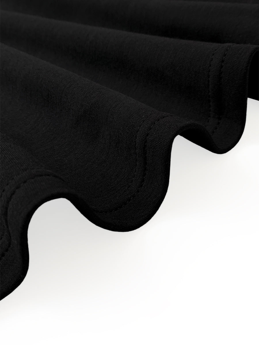Women's elegant black cotton blend maxi dress | Chic puff sleeve evening gown 4