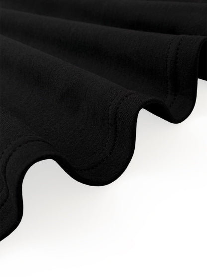 Women's elegant black cotton blend maxi dress | Chic puff sleeve evening gown 4