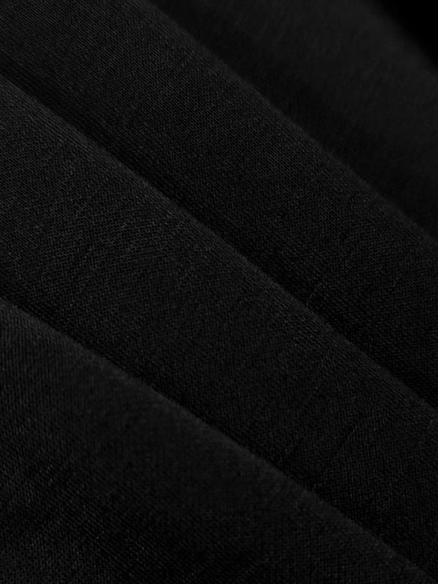 Women's elegant black cotton blend maxi dress | Chic puff sleeve evening gown 6