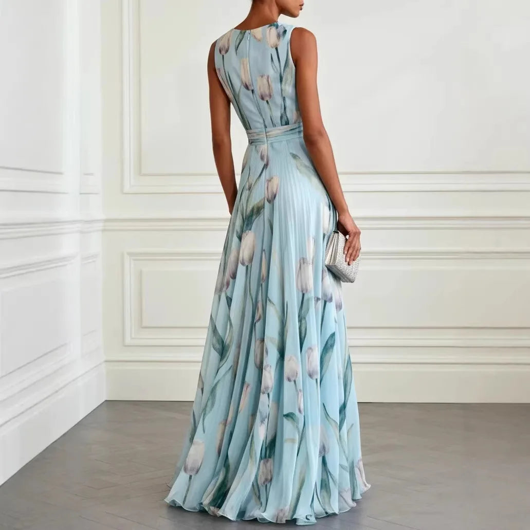 Women's elegant chiffon tulip dress | Flowy formal wedding guest attire 2