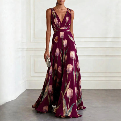 Women's elegant chiffon tulip dress | Flowy formal wedding guest attire 3