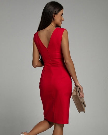 Sloane | Midi-Kleid mit V-Ausschnitt und Schlitz