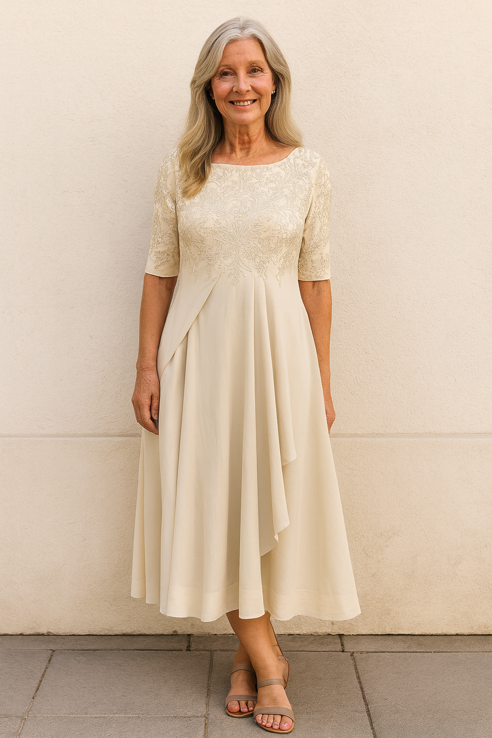 Women's elegant lace cocktail dress | Timeless knee-length evening gown 2
