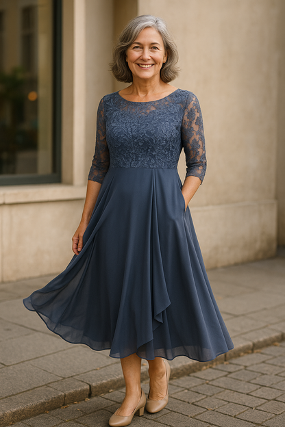 Women's elegant lace cocktail dress | Timeless knee-length evening gown 4