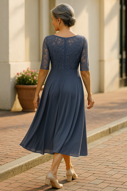 Women's elegant lace cocktail dress | Timeless knee-length evening gown 7