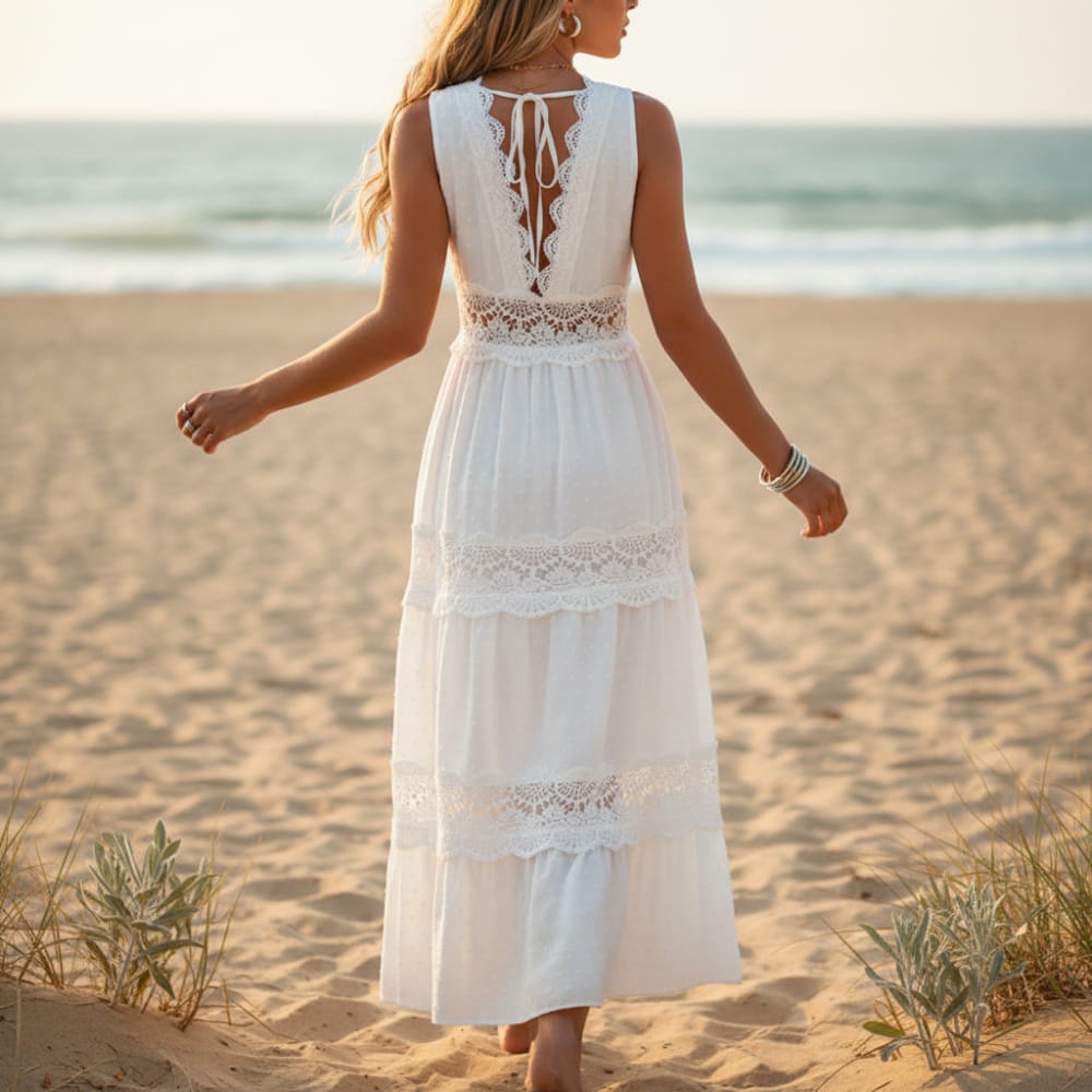 Women's elegant lace maxi dress | Boho backless summer gown 1