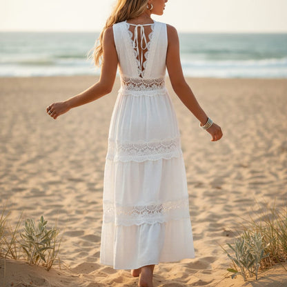 Women's elegant lace maxi dress | Boho backless summer gown 1
