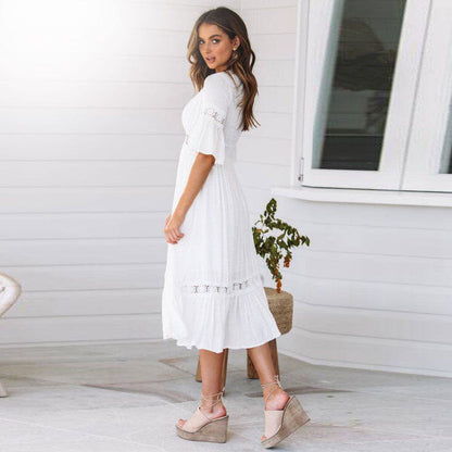 Women's elegant lace summer dress | Chic mid-calf bohemian outfit 1