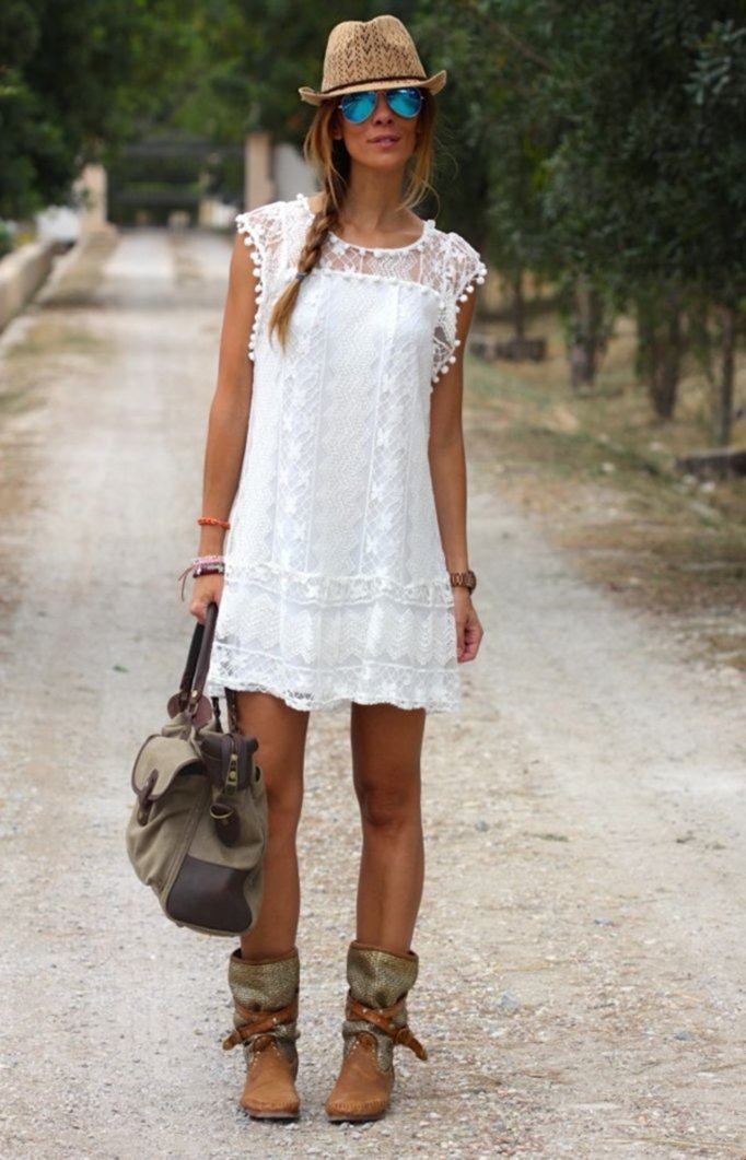 Women's elegant lace white summer dress | Comfortable short beach sundress 2