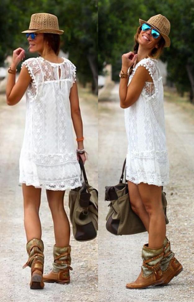 Women's elegant lace white summer dress | Comfortable short beach sundress 3