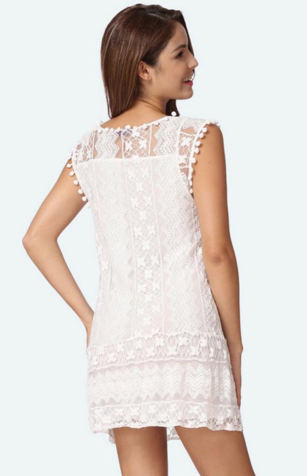 Women's elegant lace white summer dress | Comfortable short beach sundress 5