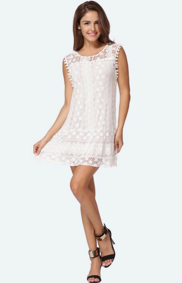 Women's elegant lace white summer dress | Comfortable short beach sundress 6