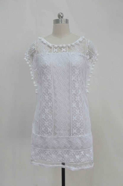 Women's elegant lace white summer dress | Comfortable short beach sundress 7