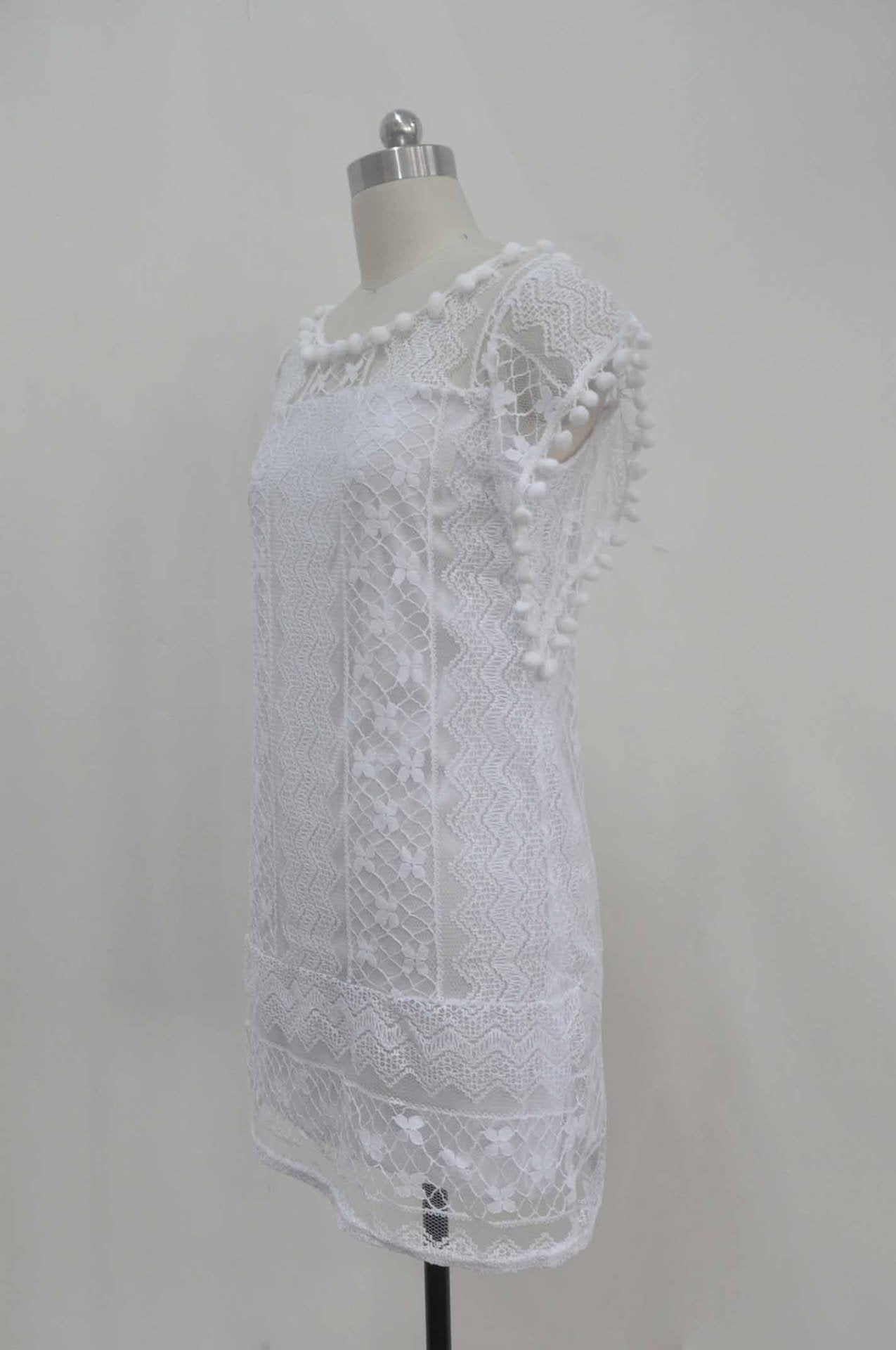 Women's elegant lace white summer dress | Comfortable short beach sundress 8