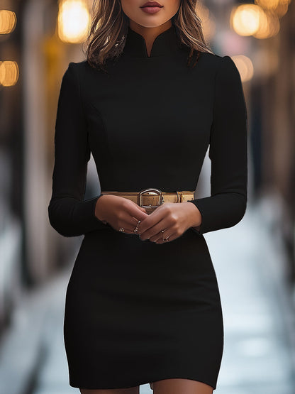 Women's elegant polyester summer dress | Stylish mandarin collar belted casual dress 4
