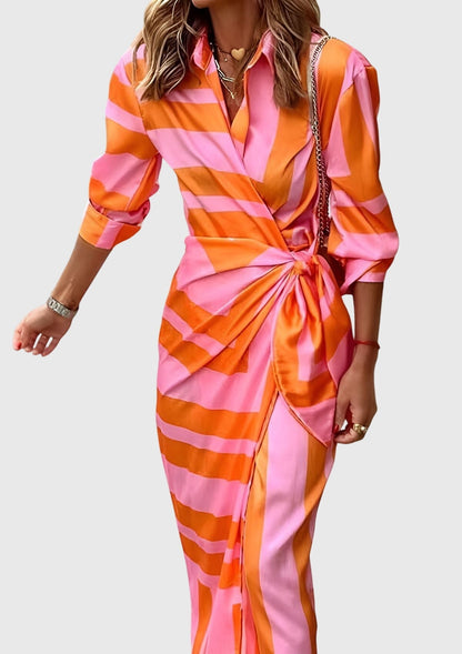 Women's elegant printed wrap dress | Flattering plus size summer maxi dress 0
