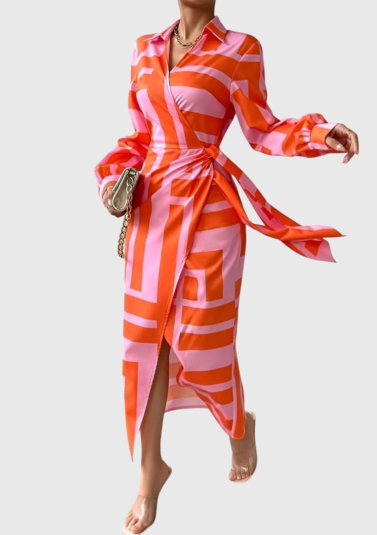 Women's elegant printed wrap dress | Flattering plus size summer maxi dress 1