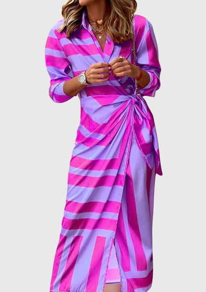 Women's elegant printed wrap dress | Flattering plus size summer maxi dress 11