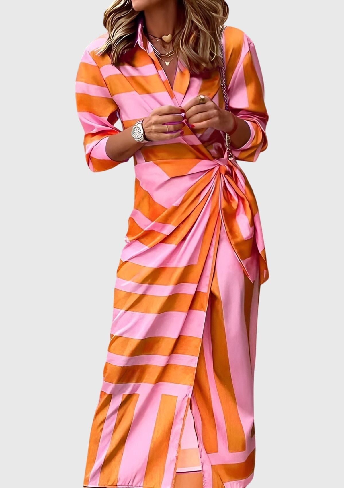 Women's elegant printed wrap dress | Flattering plus size summer maxi dress 2