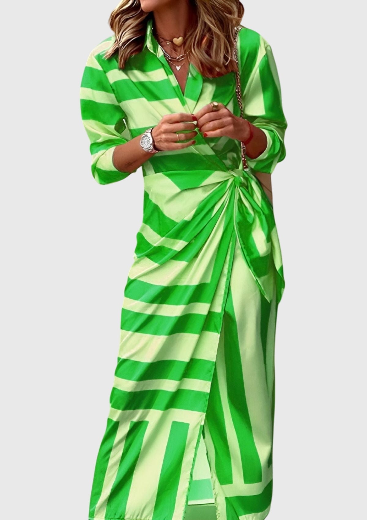 Women's elegant printed wrap dress | Flattering plus size summer maxi dress 8