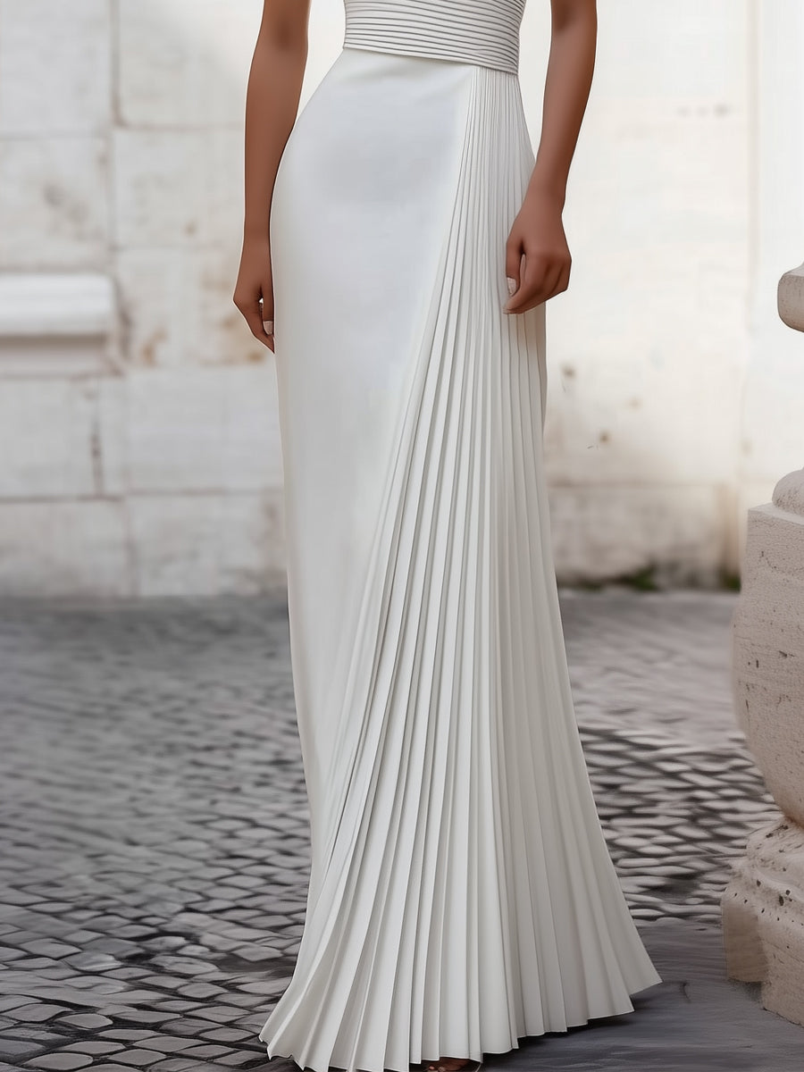 Women's elegant satin pleated evening gown | Sophisticated formal dress for special occasions 2