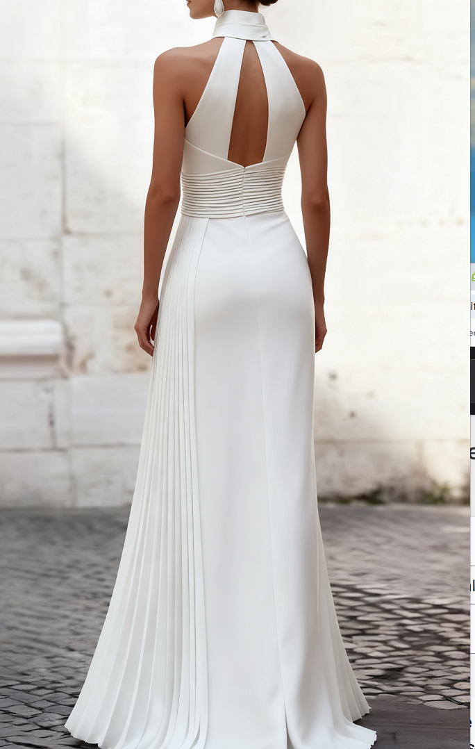 Women's elegant satin pleated evening gown | Sophisticated formal dress for special occasions 3