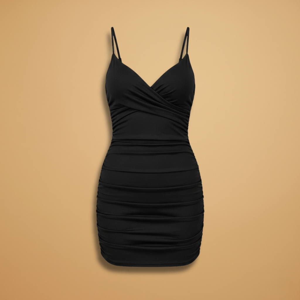 Women's fitted V-neck mini dress | Stylish short sleeve summer dress 1