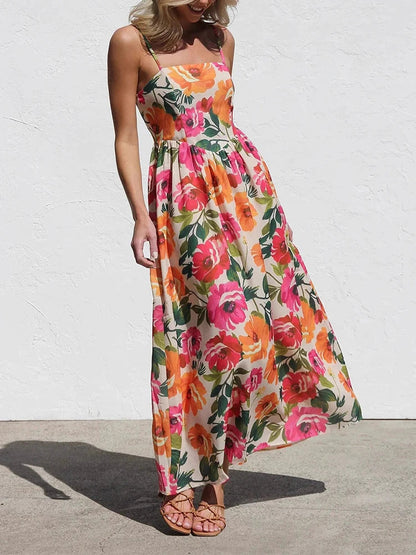 Soleil | Rückenfreies Maxikleid mit Blumenmuster