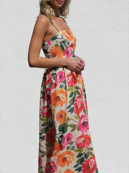Soleil | Rückenfreies Maxikleid mit Blumenmuster