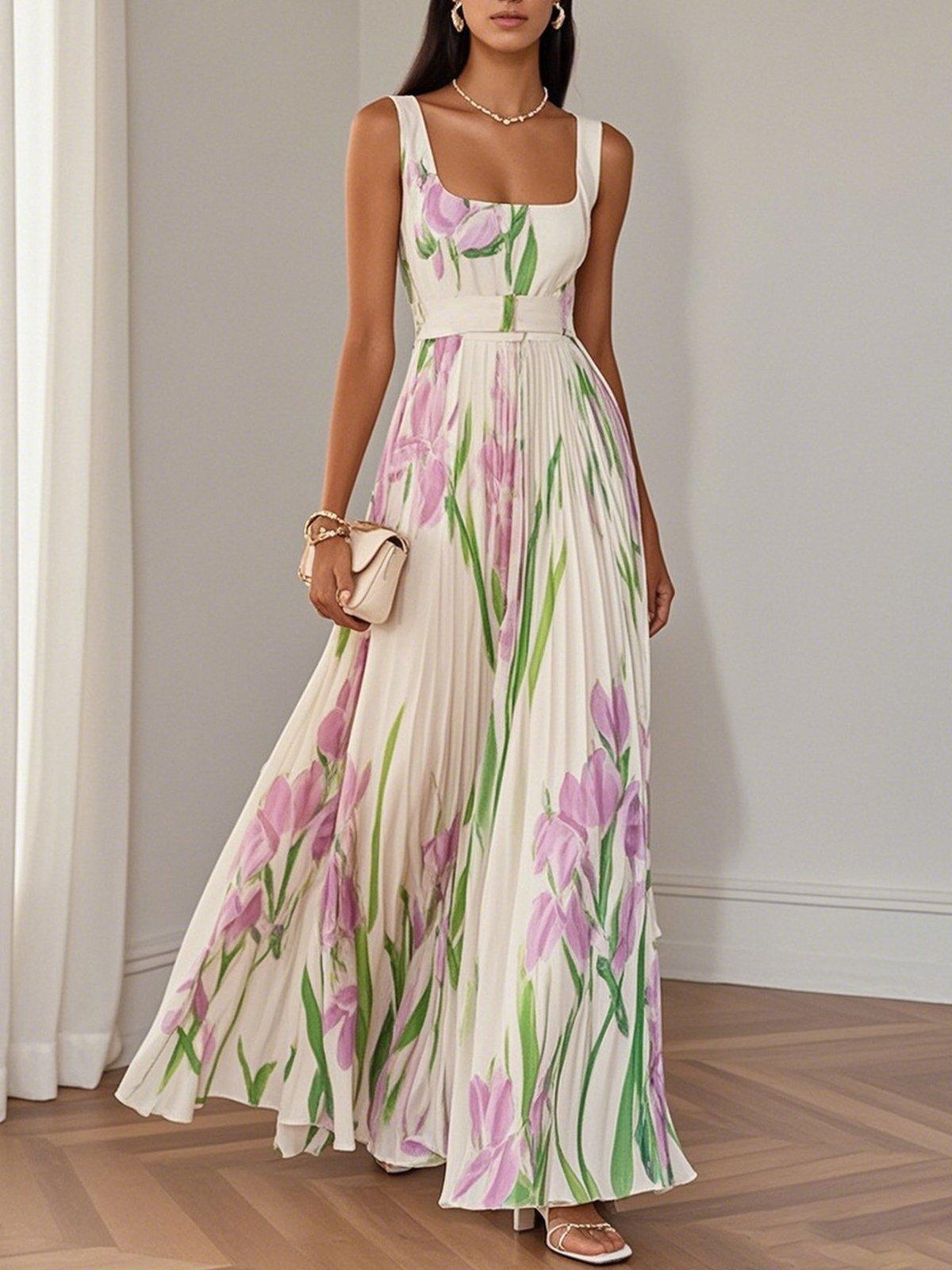 Women's floral chiffon maxi dress | Elegant summer gown for special occasions 0