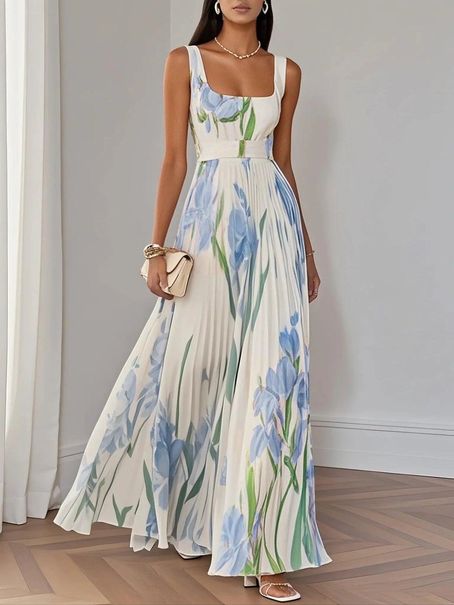 Women's floral chiffon maxi dress | Elegant summer gown for special occasions 1