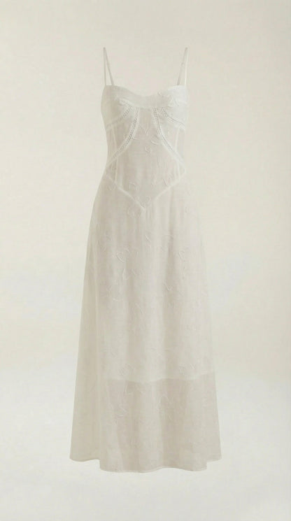 Women's floral jacquard maxi dress | Elegant sweetheart neckline evening gown 2