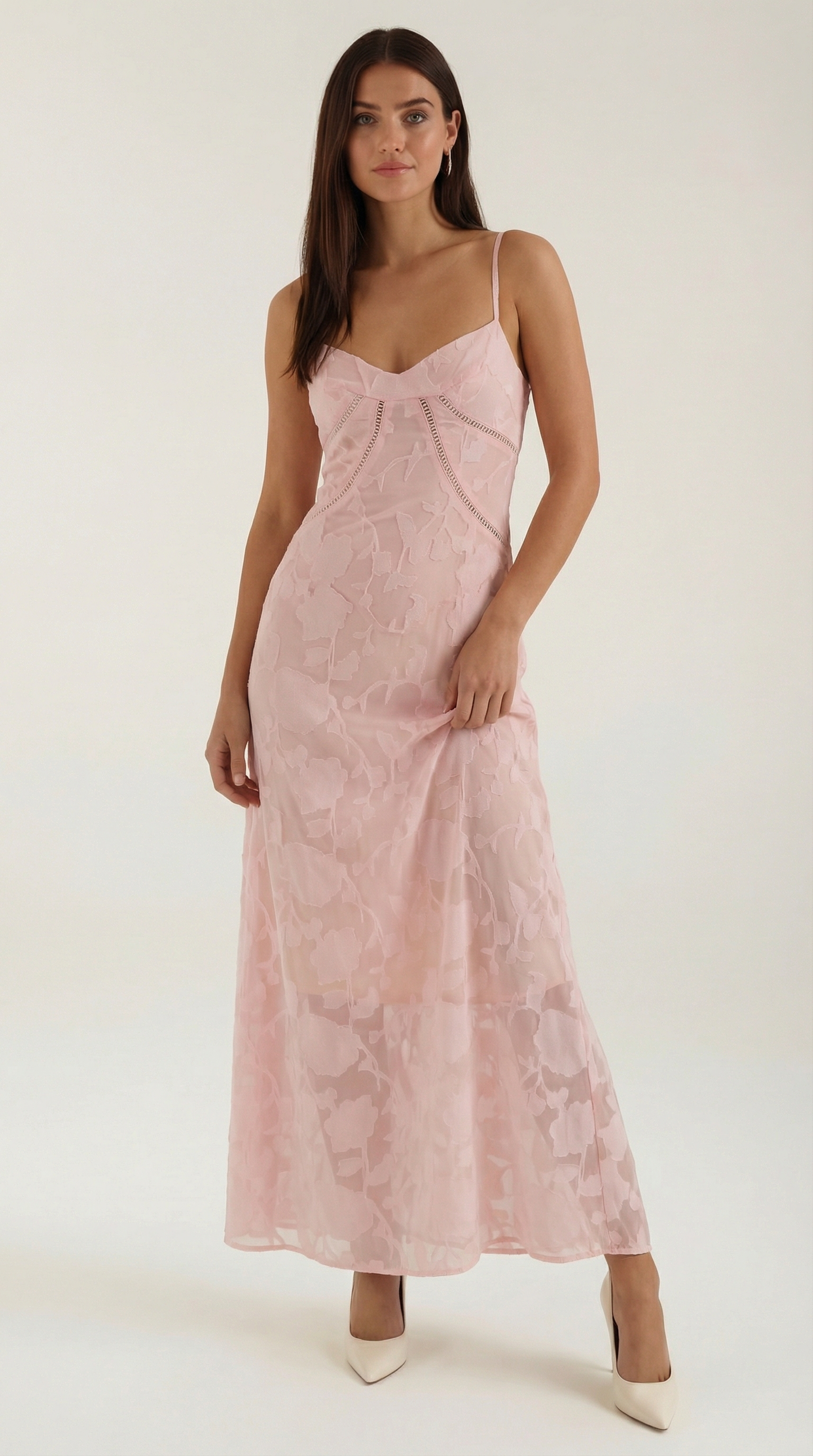 Women's floral jacquard maxi dress | Elegant sweetheart neckline evening gown 4
