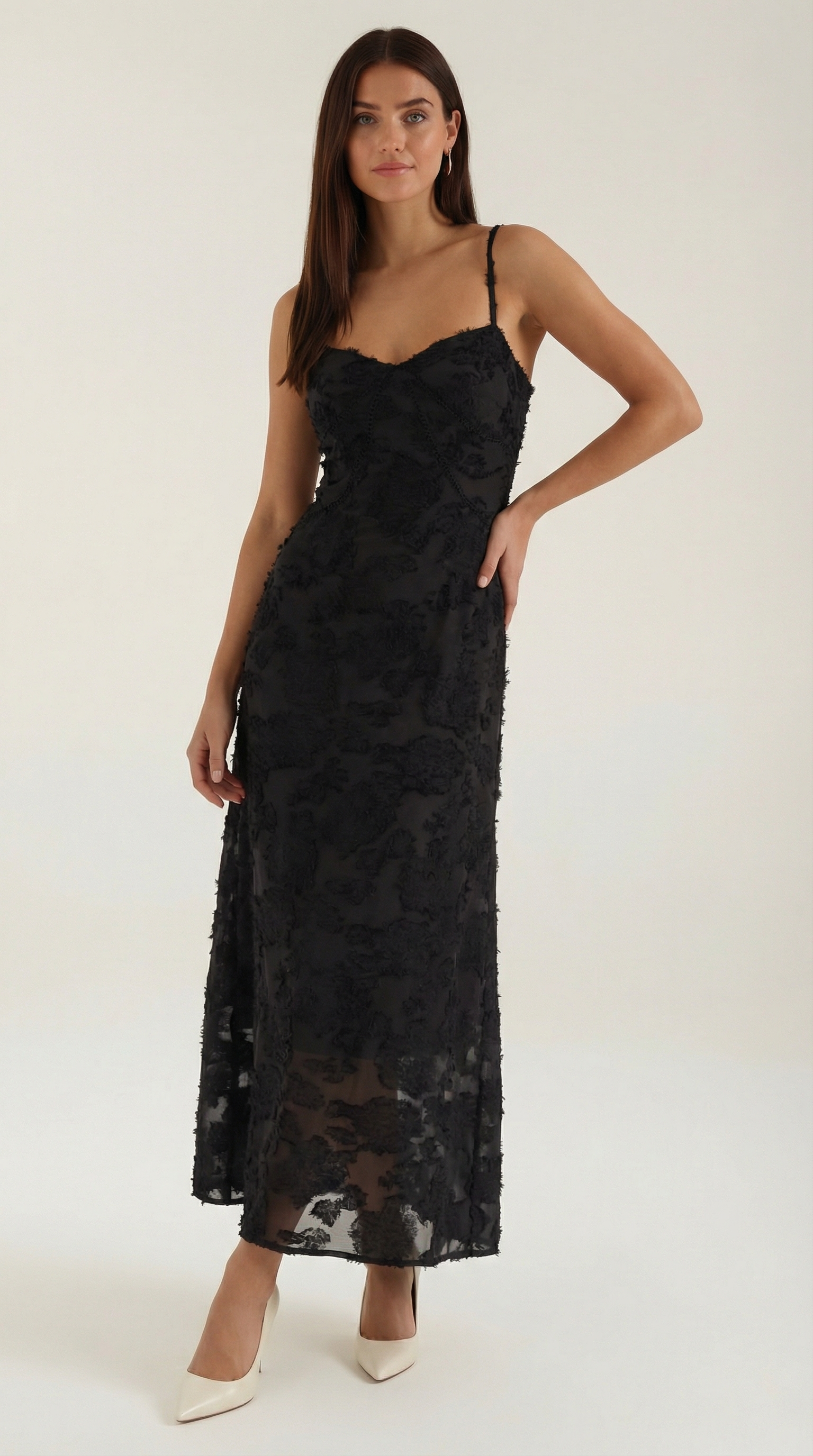 Women's floral jacquard maxi dress | Elegant sweetheart neckline evening gown 5