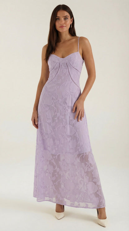Women's floral jacquard maxi dress | Elegant sweetheart neckline evening gown 9