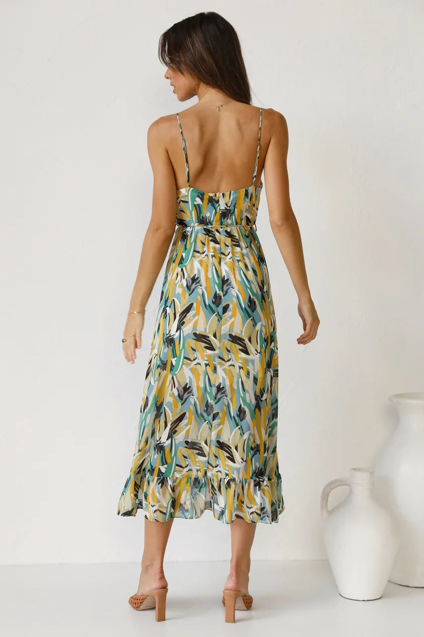 Women's floral lightweight midi dress | Stylish summer spaghetti strap dress 5