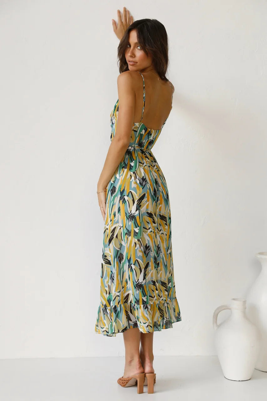 Women's floral lightweight midi dress | Stylish summer spaghetti strap dress 7